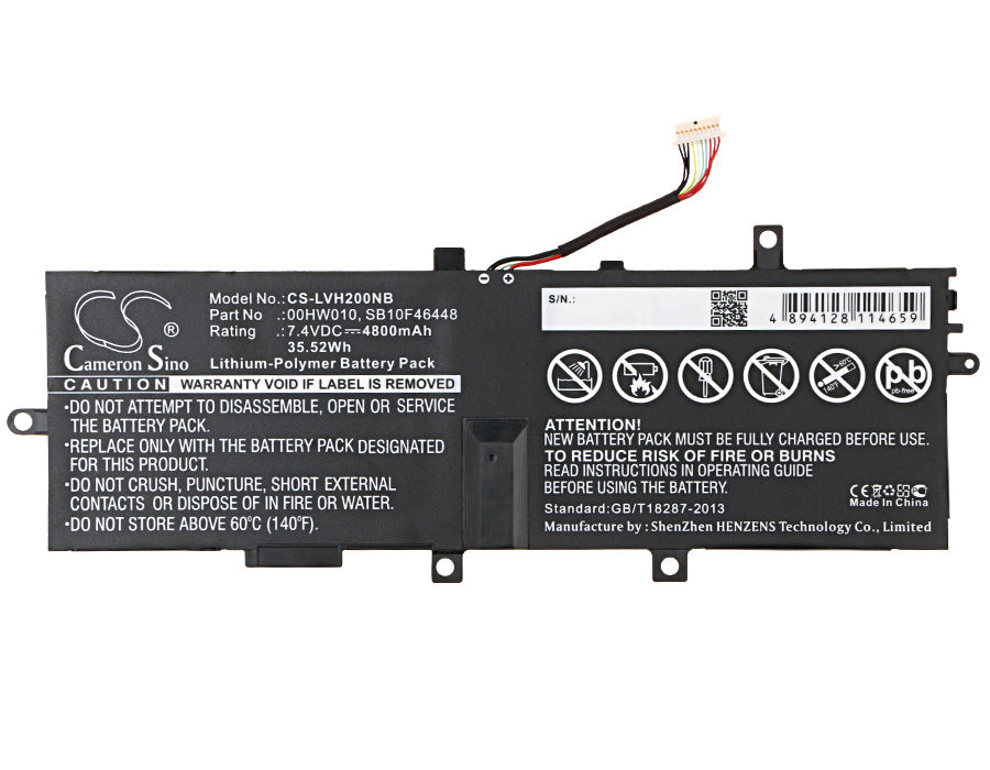 Replacement Battery for Lenovo ThinkPad Helix 2 – Notebook, Laptop – 4800mAh / 35.52Wh / 7.4V