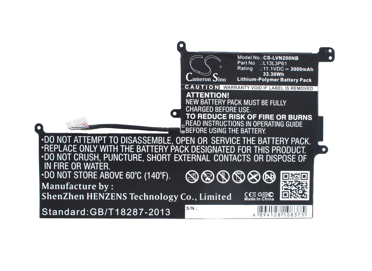 Replacement Battery for Lenovo Chromebook 11.6 – Notebook, Laptop – 3000mAh / 33.30Wh / 11.1V