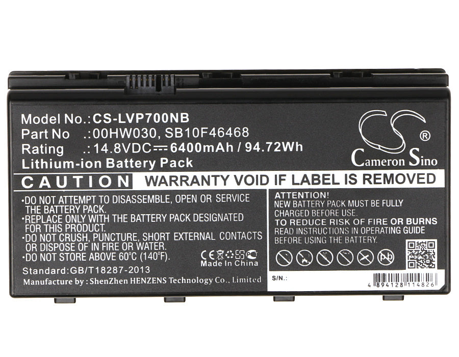 Replacement Battery for Lenovo ThinkPad P70 – Notebook, Laptop – 6400mAh / 94.72Wh / 14.8V