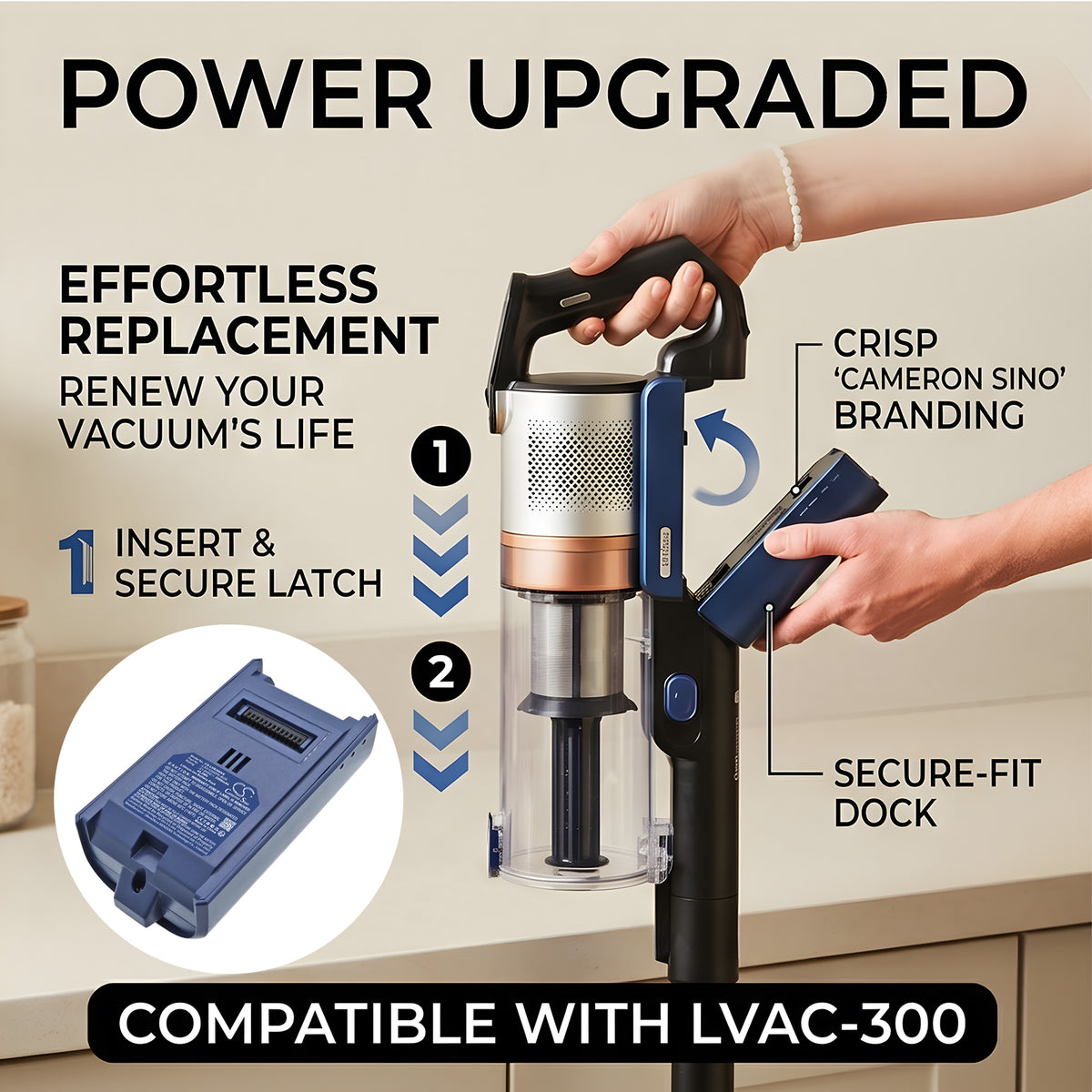 Replacement Battery for Levoit LVAC-300 – Vacuum – 2000mAh / 21.6V