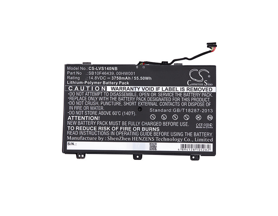 Replacement Battery for Lenovo ThinkPad S3 Yoga – Notebook, Laptop – 3750mAh / 55.50Wh / 14.8V