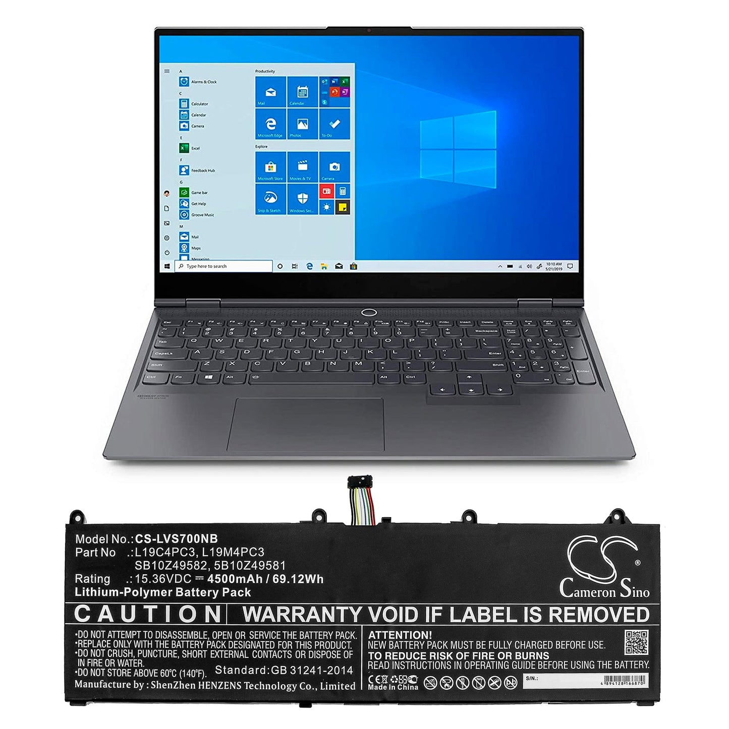 Replacement Battery for Lenovo Legion R9000X – Notebook, Laptop – 4500mAh / 69.12Wh / 15.36V