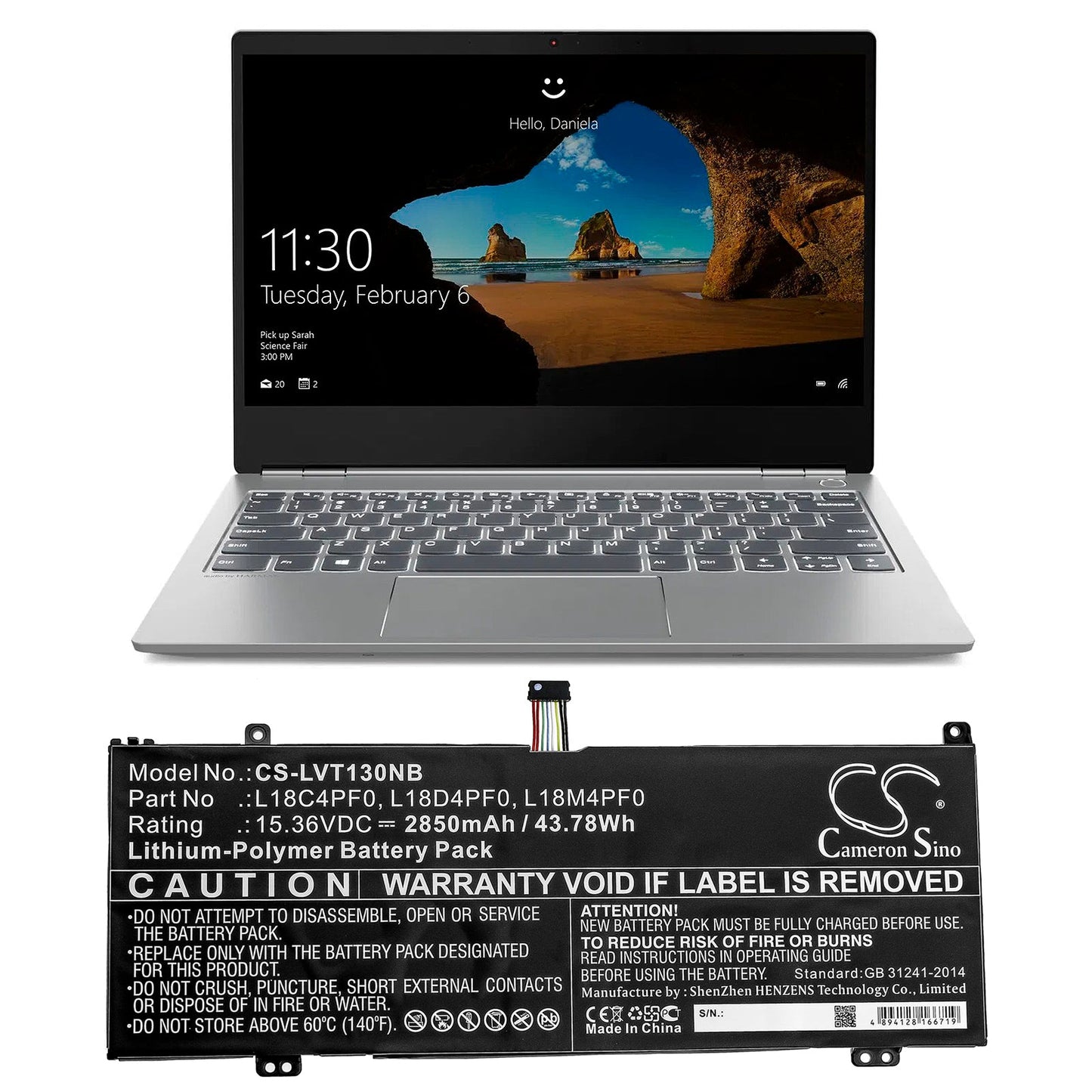 Replacement Battery for Lenovo ThinkBook 13s – Notebook, Laptop – 2850mAh / 43.78Wh / 15.36V