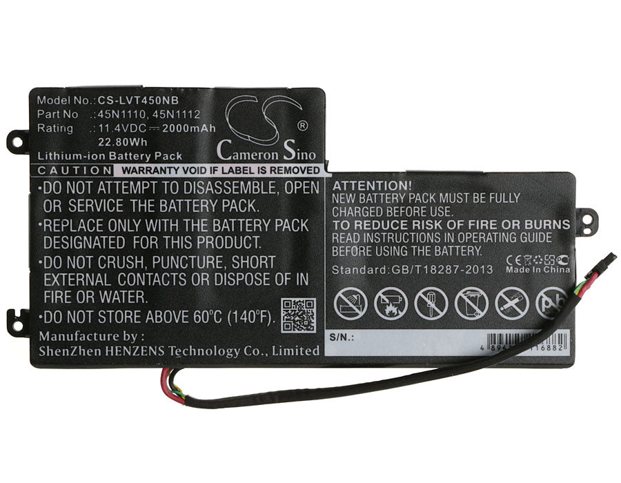 Replacement Battery for Lenovo Thinkpad K2450 – Notebook, Laptop – 2000mAh / 22.80Wh / 11.4V