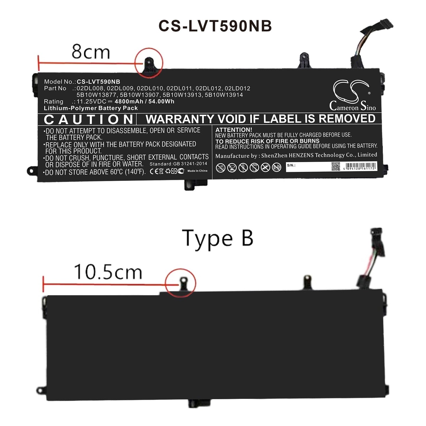 Replacement Battery for Lenovo ThinkPad T15 – Notebook, Laptop – 4800mAh / 54.00Wh / 11.25V