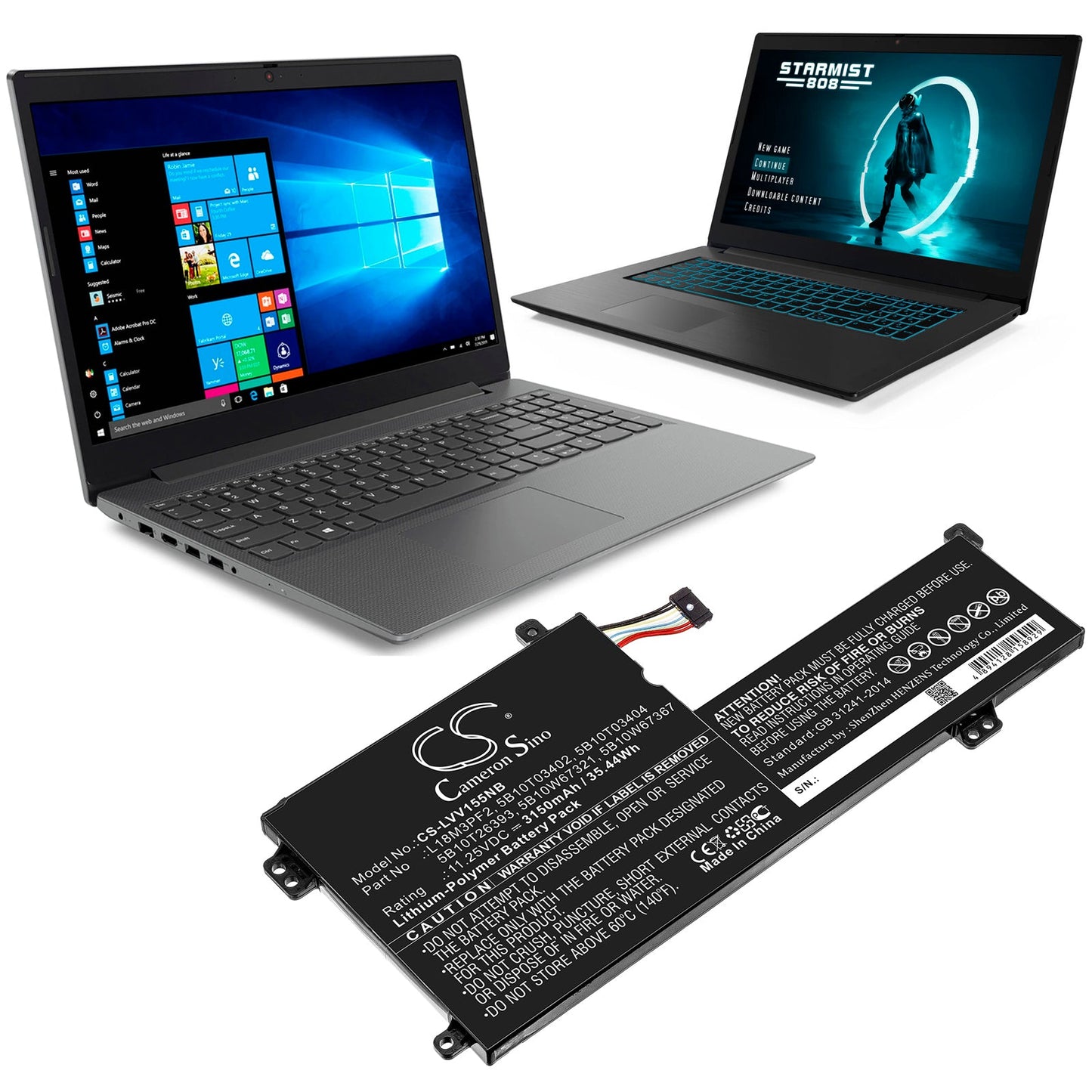 Replacement Battery for Lenovo IdeaPad L340 – Notebook, Laptop – 3150mAh / 35.44Wh / 11.25V