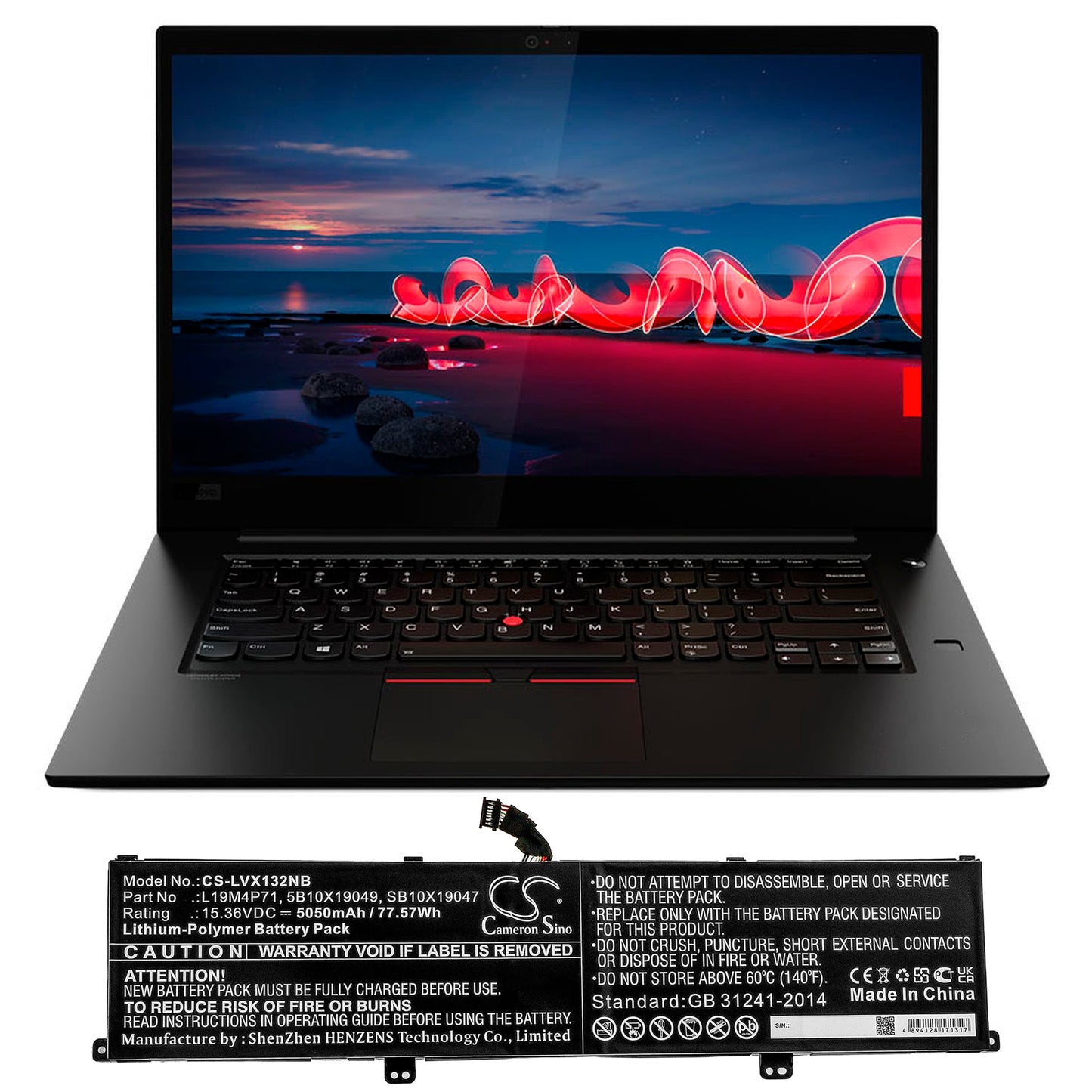 Replacement Battery for Lenovo ThinkPad X1 Extreme Gen 3 – Notebook, Laptop – 5050mAh / 77.57Wh / 15.36V