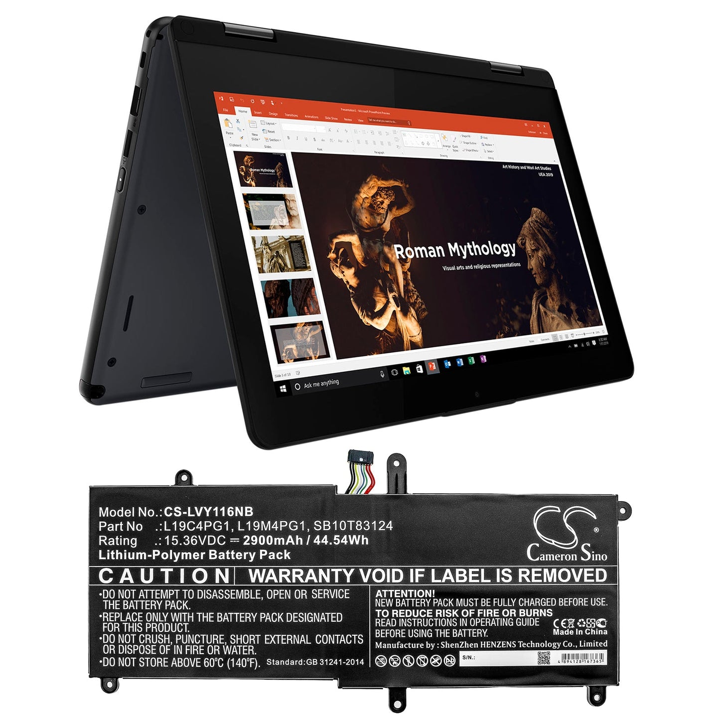 Replacement Battery for Lenovo 11e Yoga Gen 6 20SES00100 – Notebook, Laptop – 2900mAh / 44.54Wh / 15.36V