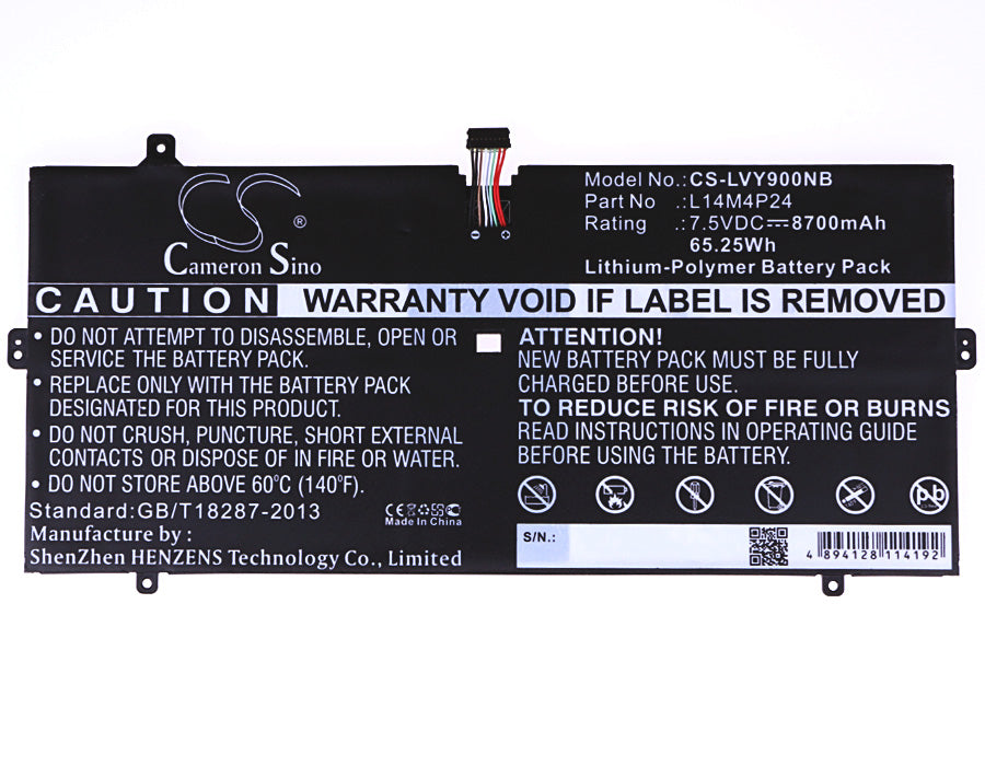 Replacement Battery for Lenovo Yoga 4 Pro – Notebook, Laptop – 8700mAh / 65.25Wh / 7.5V