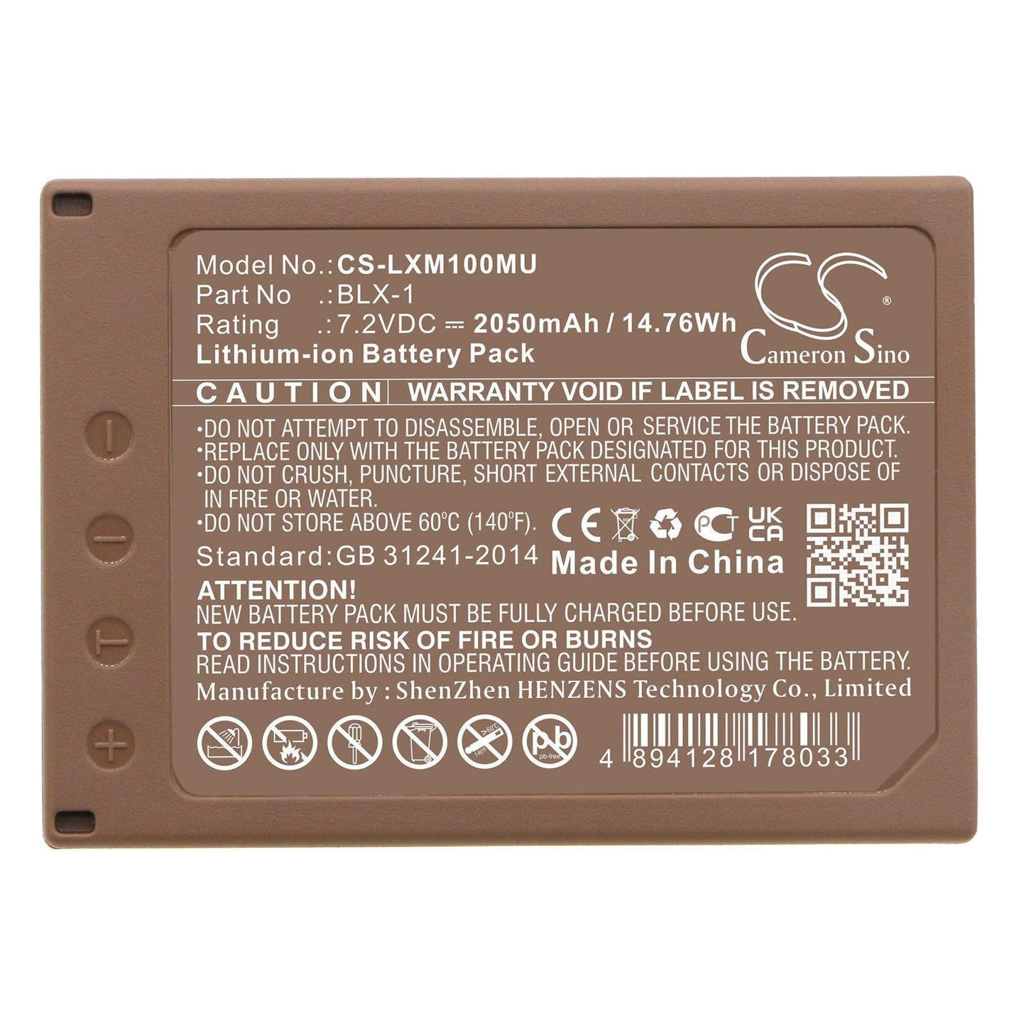 Replacement Battery for Olympus OM SYSTEM OM-1 – Camera – 2050mAh / 14.76Wh / 7.2V