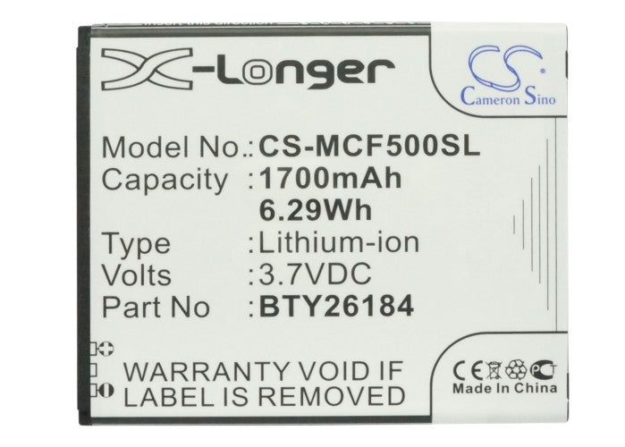 Replacement Battery for Mobistel Cynus F5 – Mobile, SmartPhone – 1700mAh / 6.29Wh / 3.7V