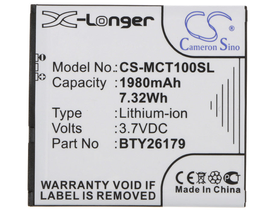 Replacement Battery for Mobistel Cynus T1 – Mobile, SmartPhone – 1980mAh/7.33Wh / 3.7V