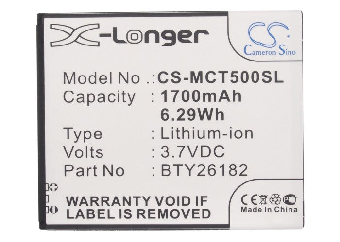 Replacement Battery for Mobistel Cynus T5 – Mobile, SmartPhone – 1700mAh / 6.29Wh / 3.7V