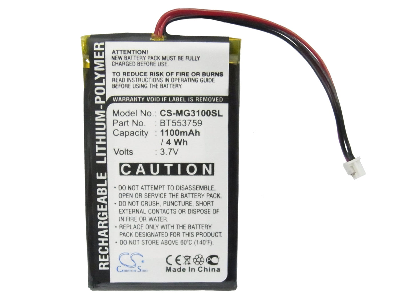 Replacement Battery for Typhoon MyGuide 3100 – GPS, Navigator – 1100mAh / 3.7V