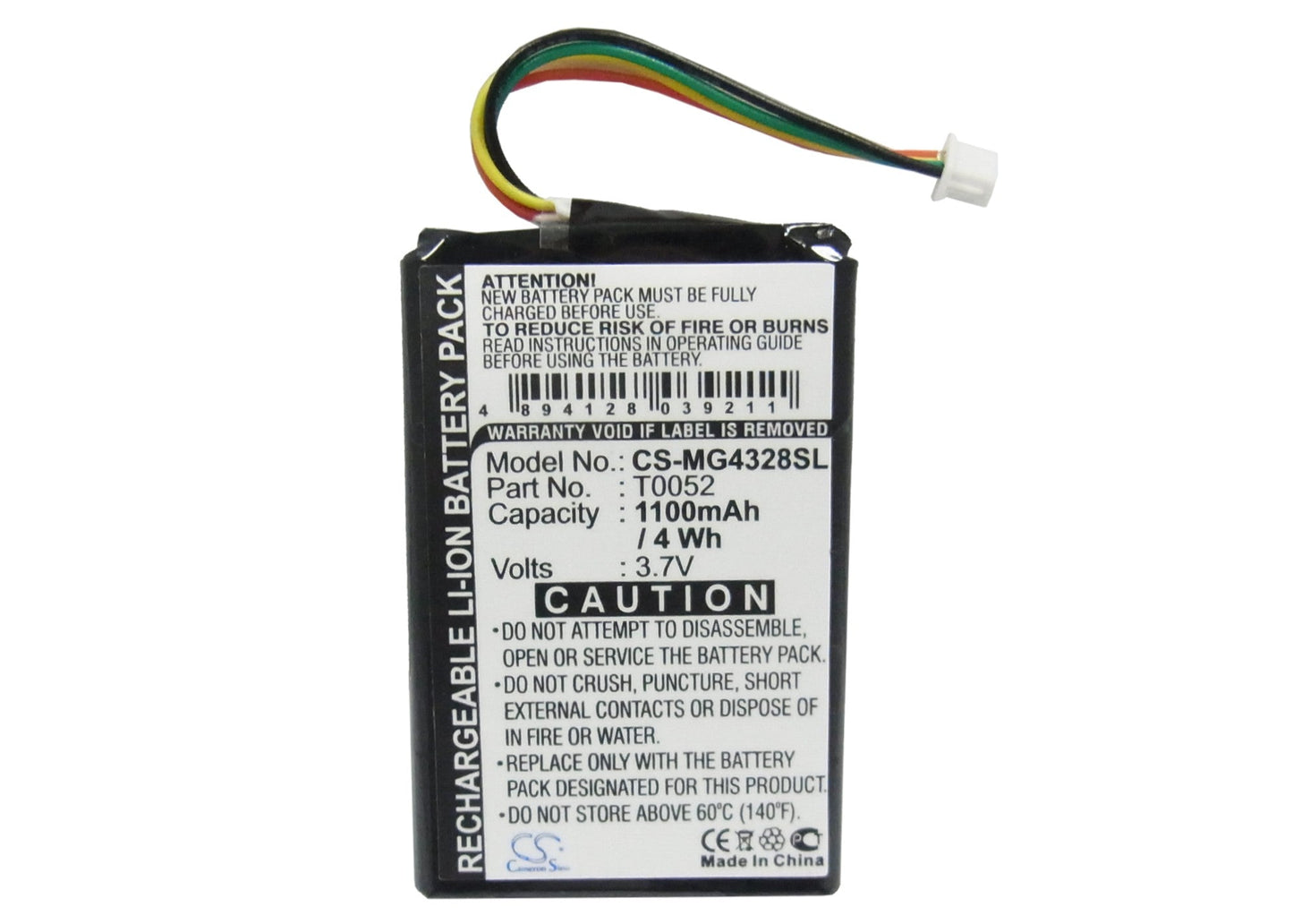 Replacement Battery for Typhoon Myguide 4328 – GPS, Navigator – 1100mAh / 3.7V