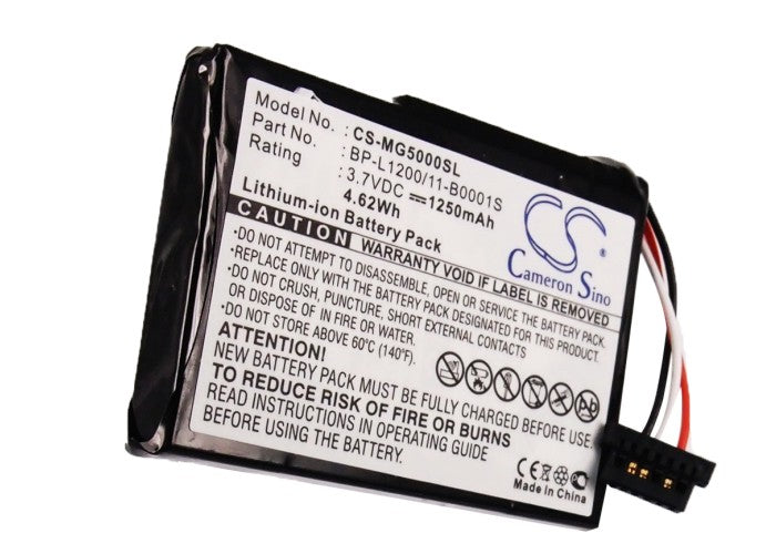Replacement Battery for Typhoon MyGuide SilverGuide 5000 – GPS, Navigator – 1250mAh / 4.63Wh / 3.7V