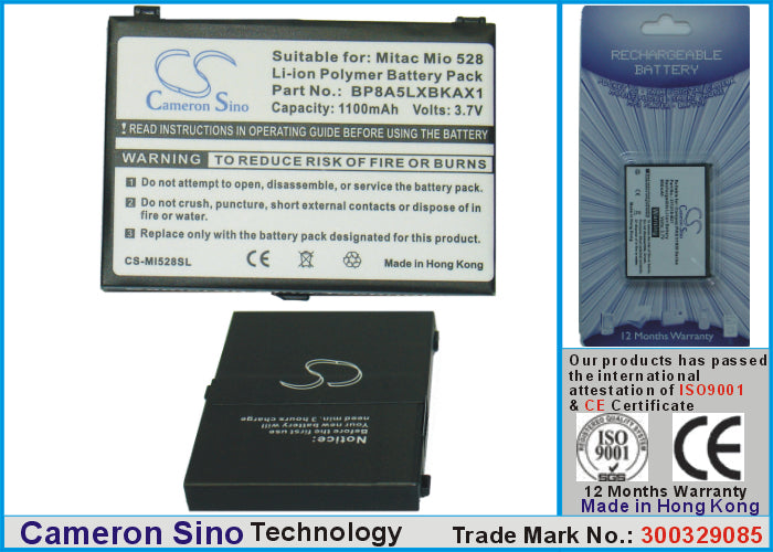Replacement Battery for Mitac Mio 528 – PDA, Pocket PC – 1100mAh / 3.7V