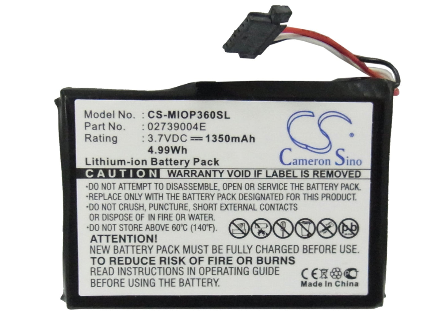Replacement Battery for Mitac Mio P360 – GPS, Navigator – 1350mAh / 5.00Wh / 3.7V