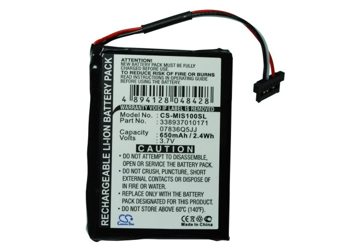 Replacement Battery for Navman Spirit S100 – GPS, Navigator – 650mAh / 3.7V