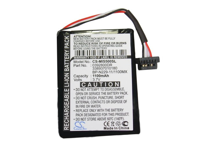 Replacement Battery for Mitac Mio Moov S500 – GPS, Navigator – 1100mAh / 3.7V