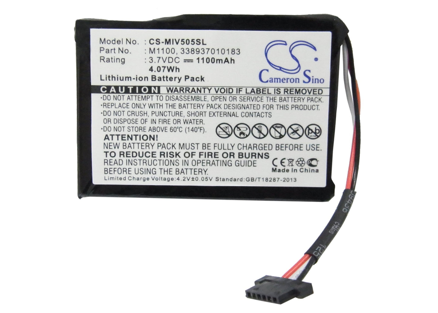 Replacement Battery for Navman Mio Spirit V735 TV – GPS, Navigator – 1100mAh / 4.07Wh / 3.7V