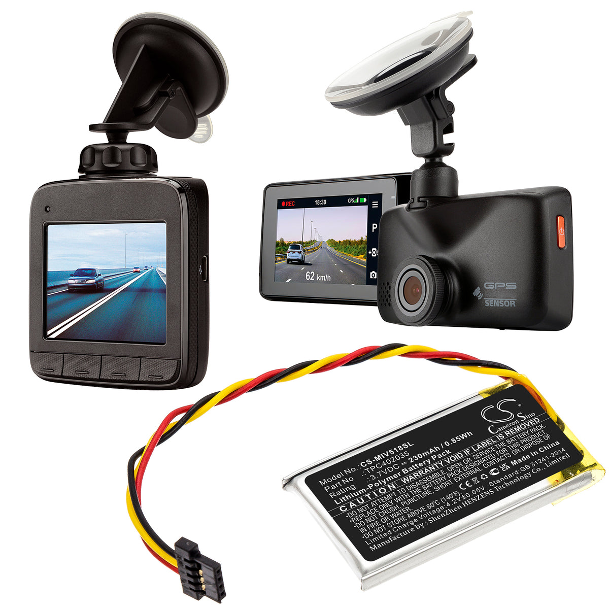 Replacement Battery for Mio MiVue 508 – Dashcam – 230mAh / 3.7V