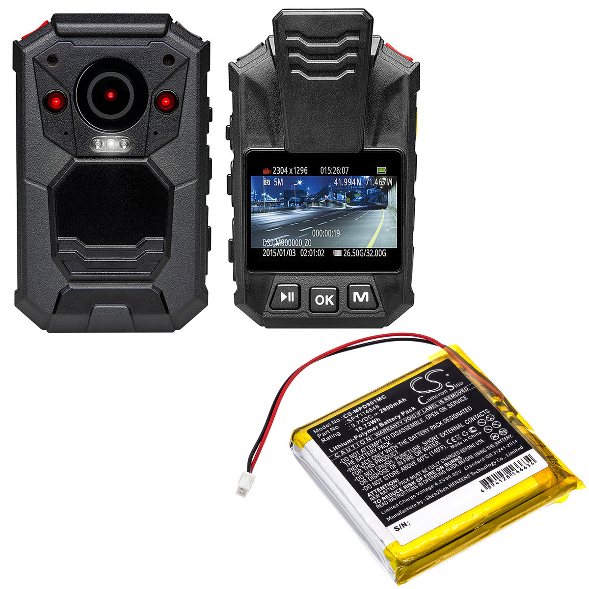 Replacement Battery for Marantz PMD-901V – Body Camera – 2900mAh / 3.7V