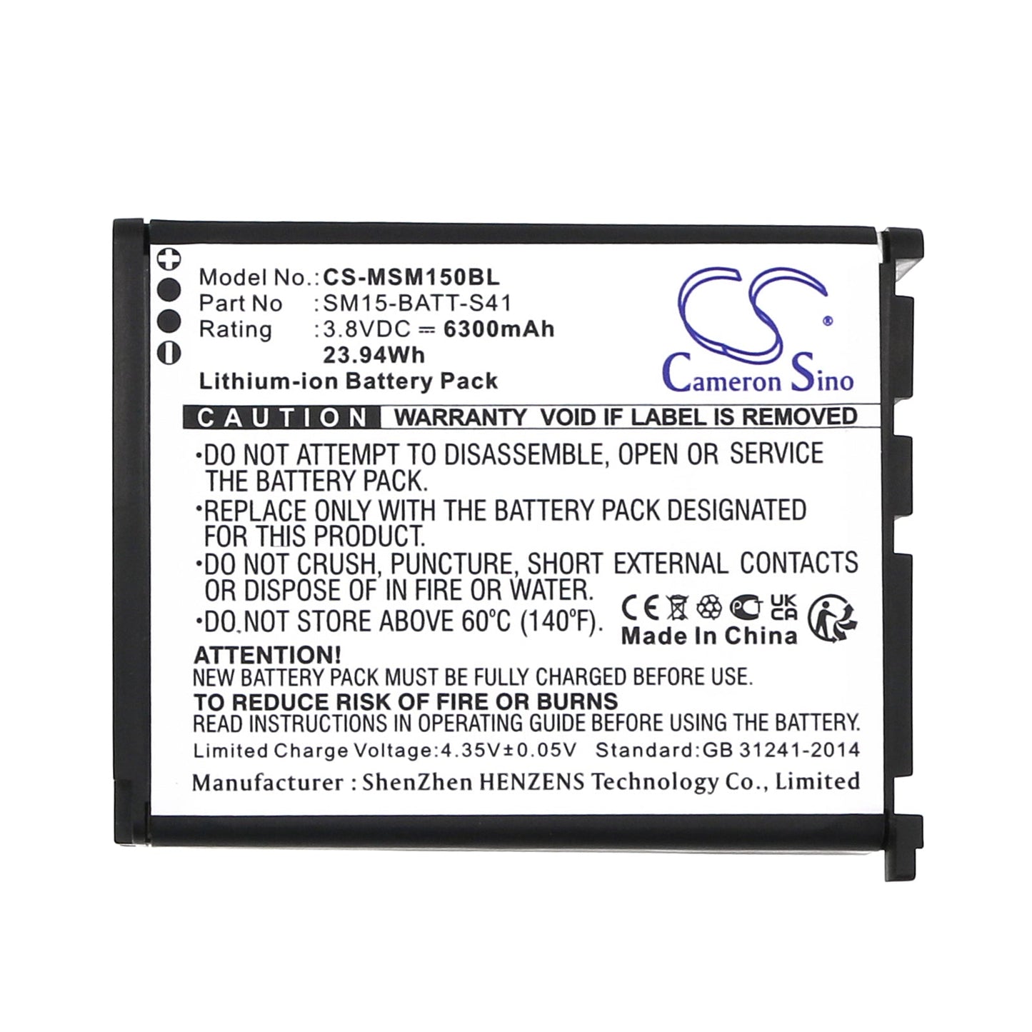 Replacement Battery for M3 Mobile SM15 – Barcode Scanner – 6300mAh / 23.94Wh / 3.8V