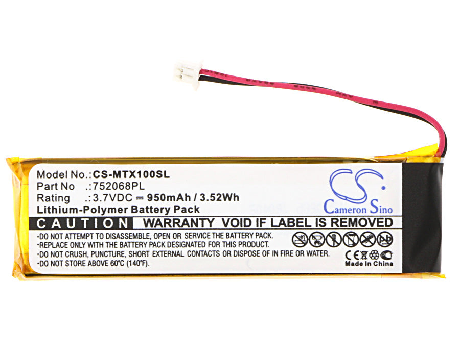 Replacement Battery for Midland BTFM – Wireless Headset – 950mAh / 3.52Wh / 3.7V