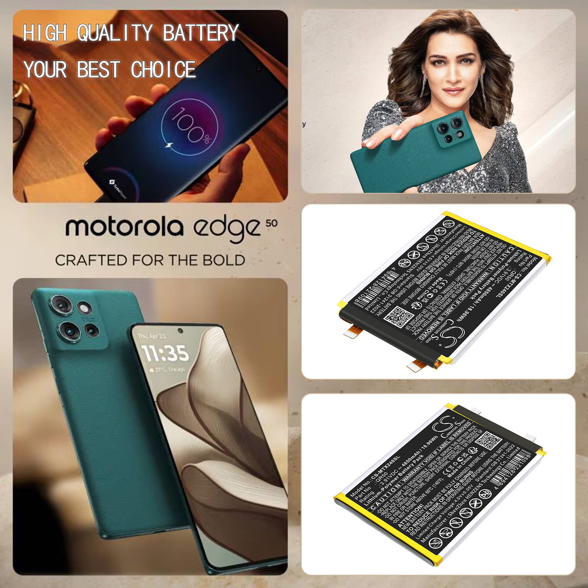 Replacement Battery for Motorola Moto Edge 50 5G – Mobile, SmartPhone – 4850mAh / 3.91V