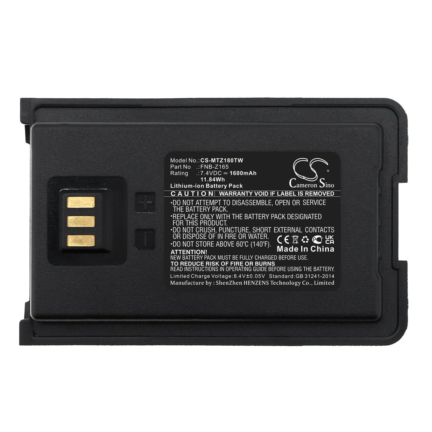 Replacement Battery for Motorola VZ-10 – Two-Way Radio – 1600mAh / 11.84Wh / 7.4V