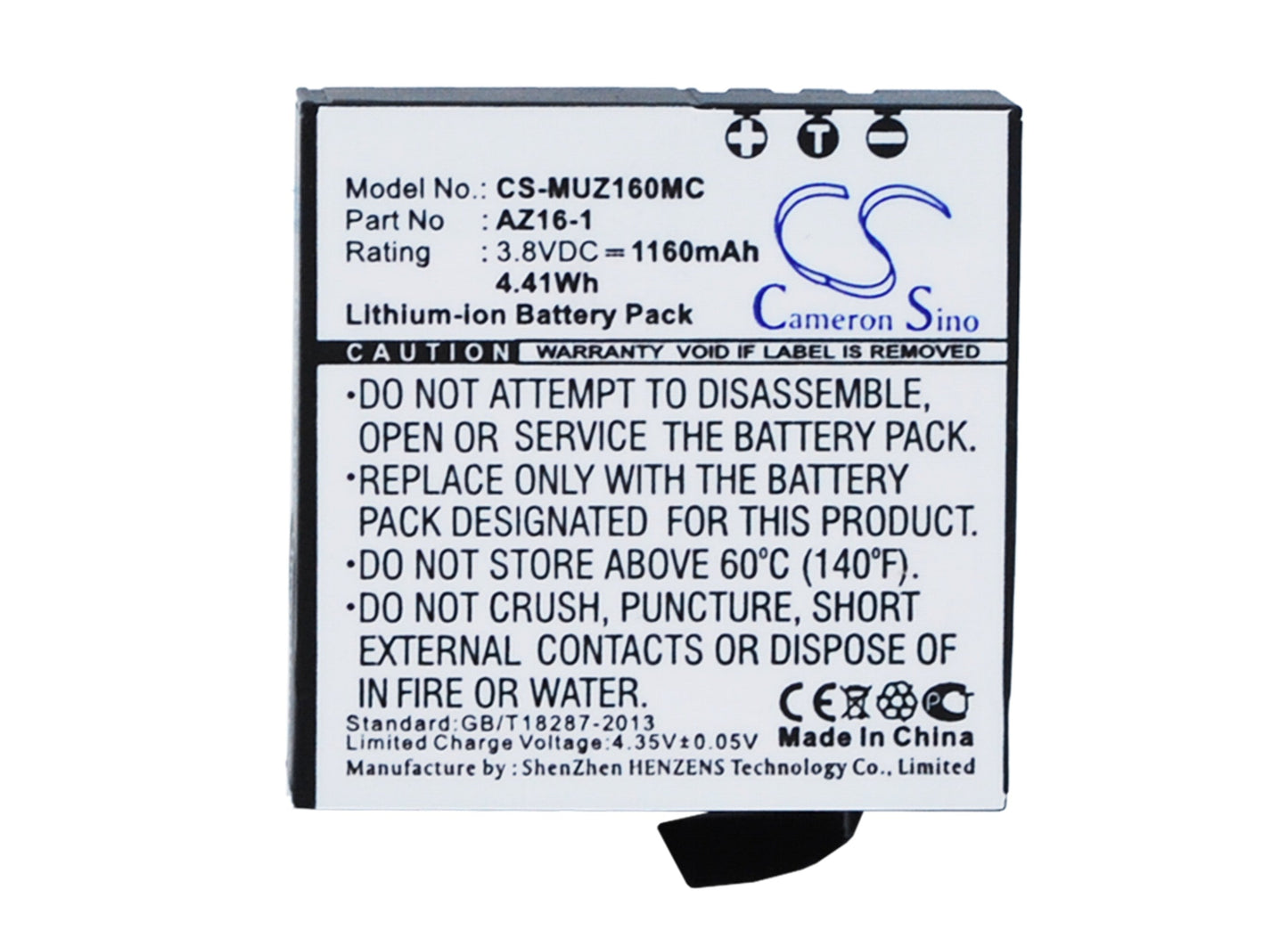 Replacement Battery for Xiaomi AZ16 – Camera – 1160mAh / 4.41Wh / 3.8V
