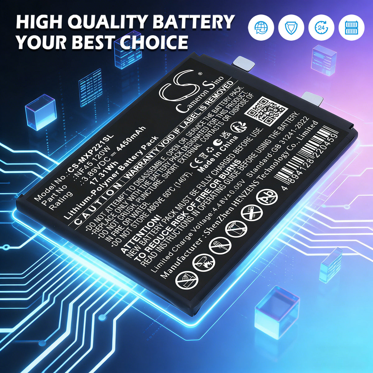 Replacement Battery for Motorola Edge 30 Ultra (120W) – Mobile, SmartPhone – 4450mAh / 3.89V