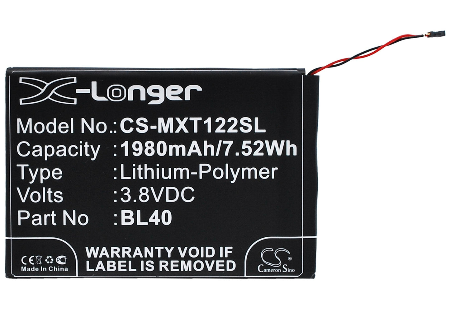 Replacement Battery for Motorola Moto E – Mobile, SmartPhone – 1980mAh / 7.52Wh / 3.8V