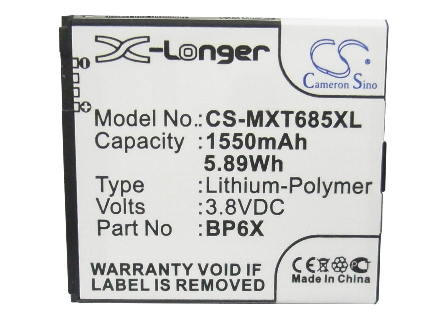 Replacement Battery for Motorola MotoSmart Plus – Mobile, SmartPhone – 1550mAh / 5.89Wh / 3.8V