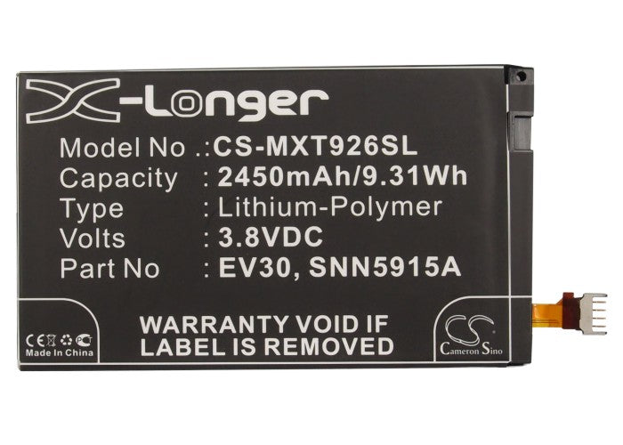 Replacement Battery for Motorola DROID RAZR MAXX – Mobile, SmartPhone – 2450mAh / 9.31Wh / 3.8V