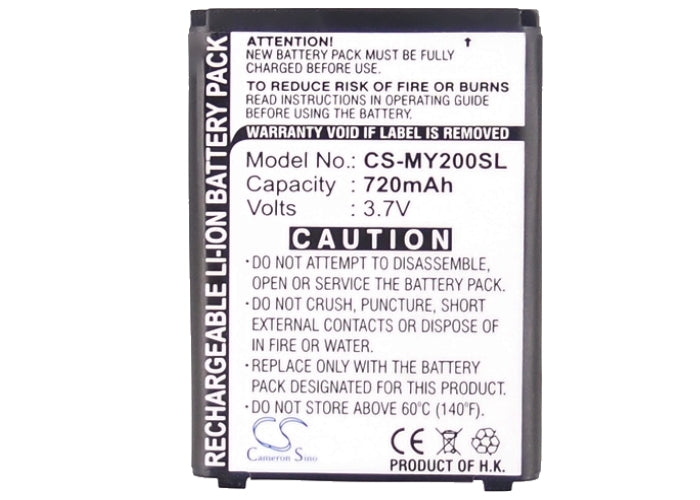 Replacement Battery for Sagem MY200X – Mobile, SmartPhone – 720mAh / 2.66Wh / 3.7V