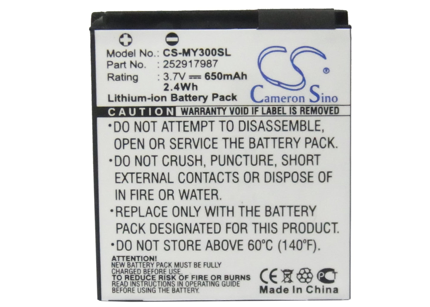 Replacement Battery for Sagem MY200 – Mobile, SmartPhone – 650mAh/2.4Wh / 3.7V