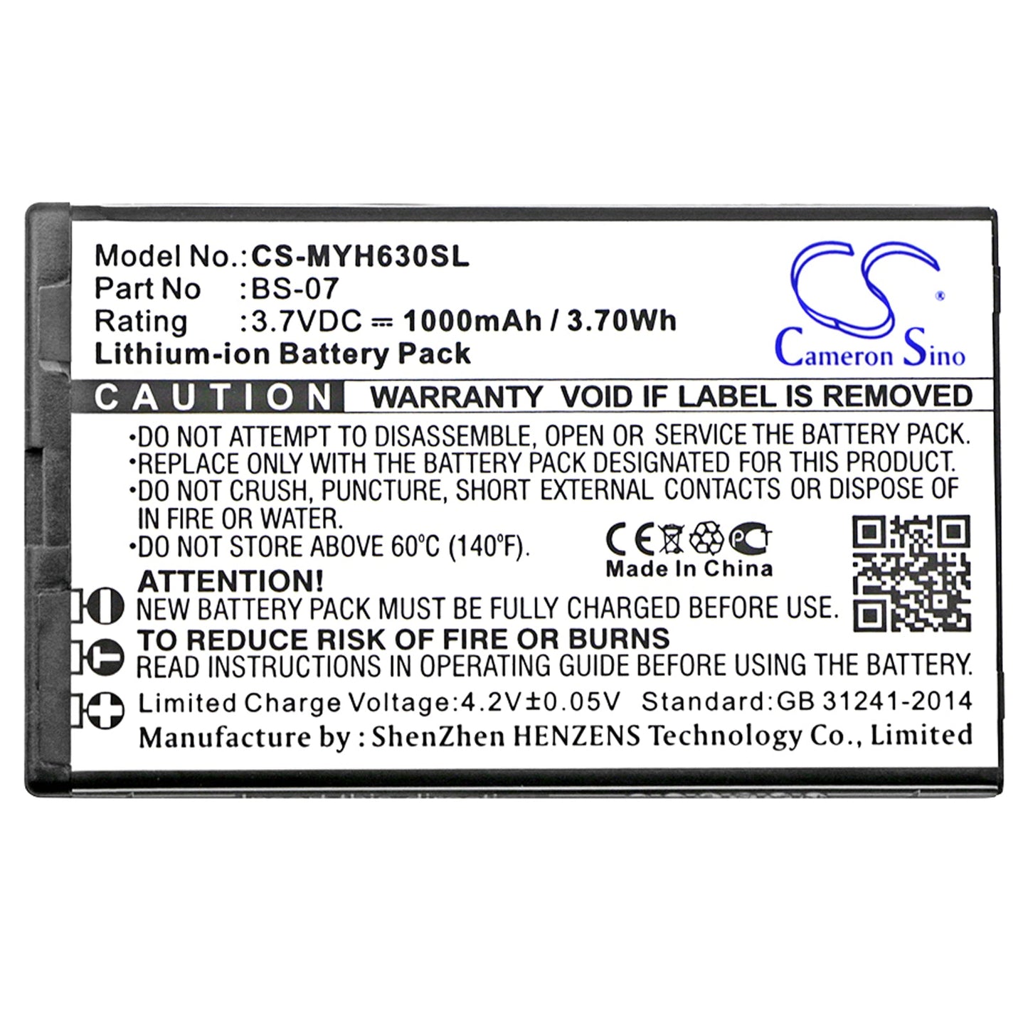 Replacement Battery for myPhone 6300 – Mobile, SmartPhone – 1000mAh / 3.70Wh / 3.7V