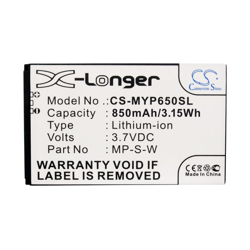 Replacement Battery for MyPhone 6500 – Mobile, SmartPhone – 850mAh / 3.15Wh / 3.7V