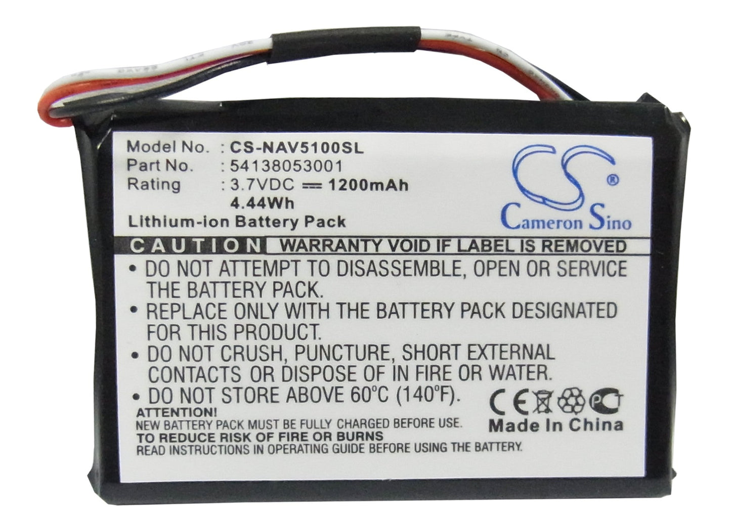 Replacement Battery for Navigon 5100 – GPS, Navigator – 1200mAh / 4.44Wh / 3.7V