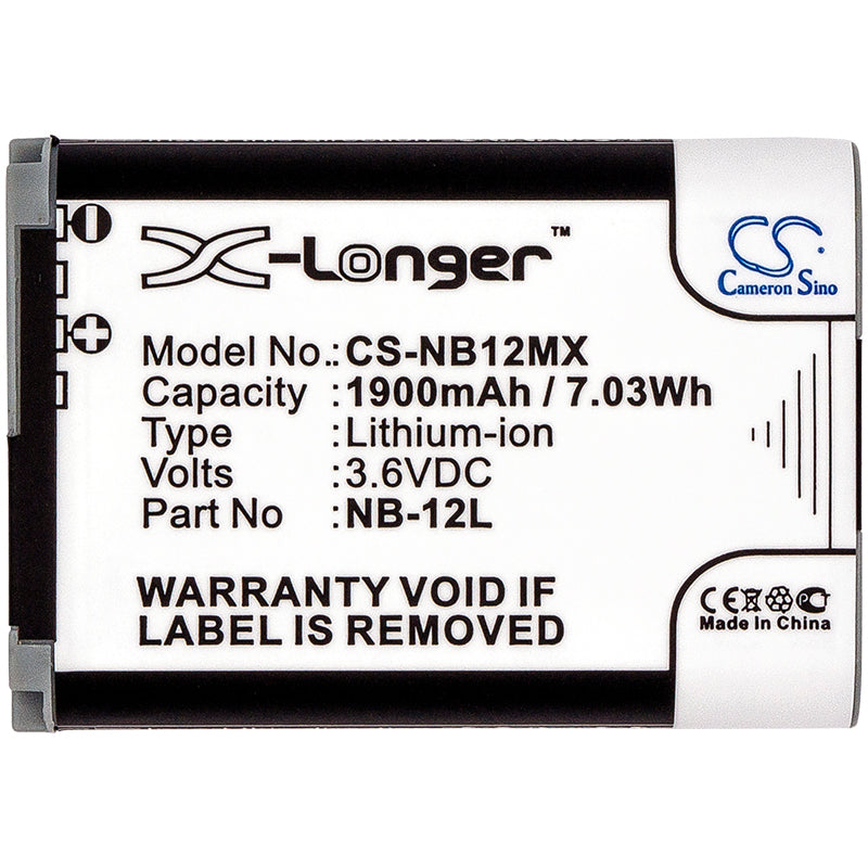 Replacement Battery for Canon LEGRIA Mini X – Camera – 1900mAh / 6.84Wh / 3.6V