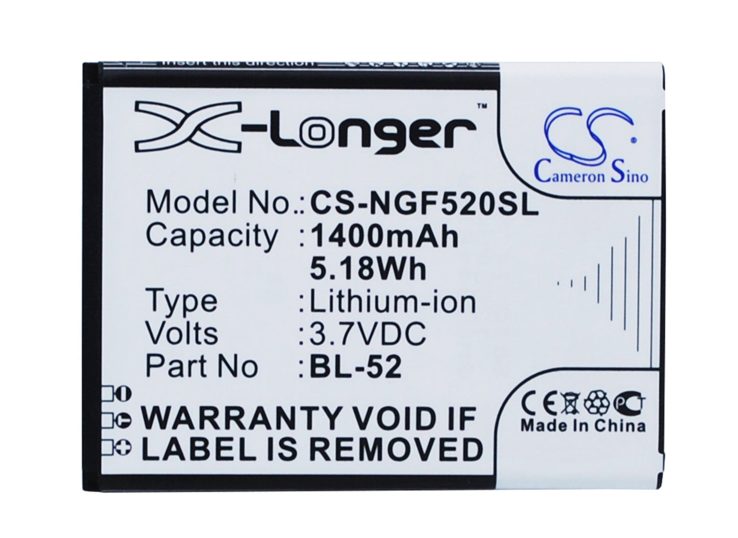 Replacement Battery for NGM Forward Young – Mobile, SmartPhone – 1400mAh / 5.18Wh / 3.7V