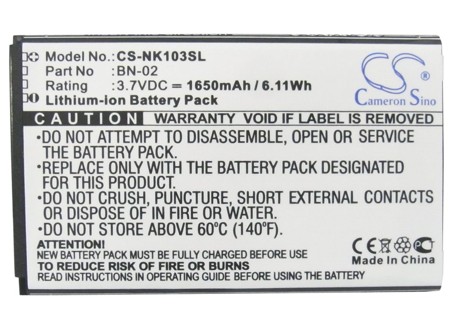 Replacement Battery for Nokia Nokia XL – Mobile, SmartPhone – 1650mAh / 6.11Wh / 3.7V