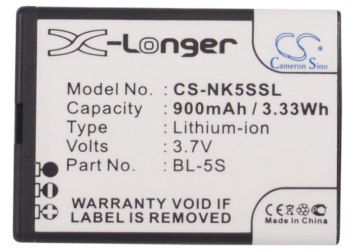 Replacement Battery for Nokia 2330 – Mobile, SmartPhone – 900mAh/3.33Wh / 3.7V