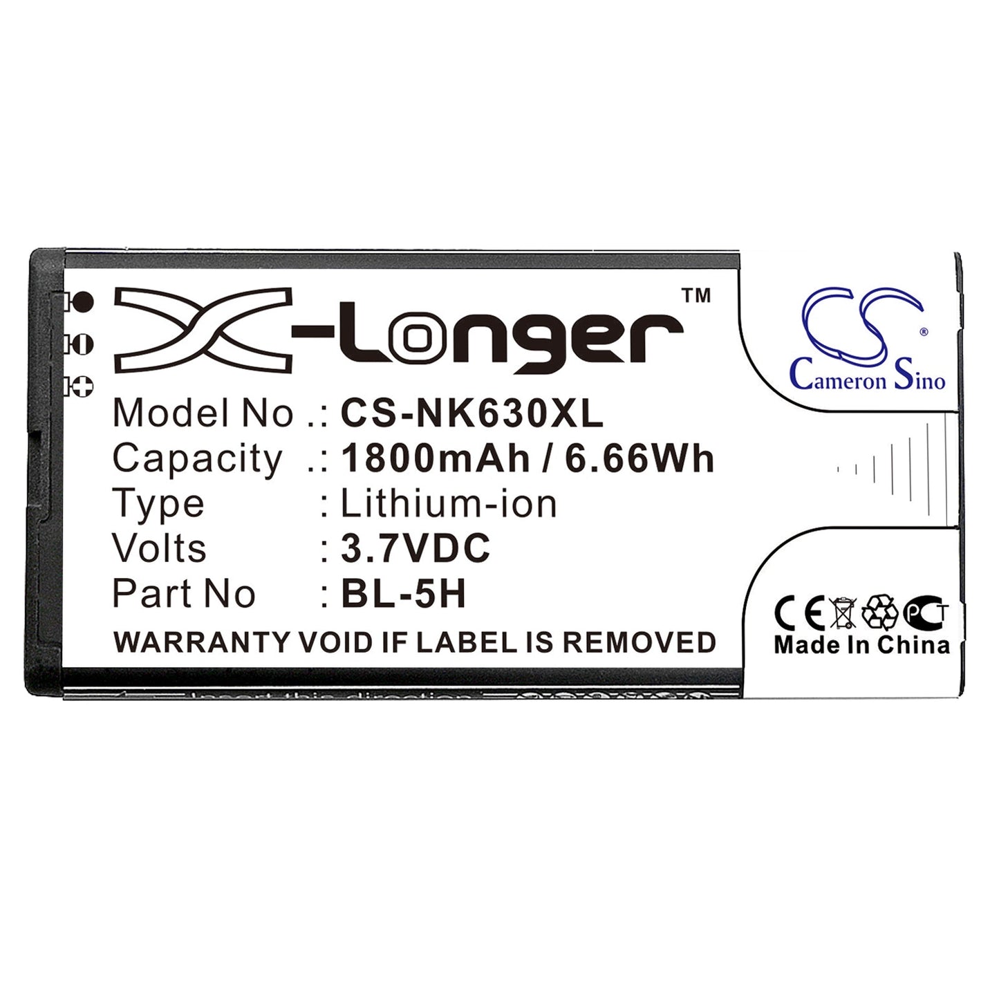 Replacement Battery for Nokia Lumia 630 – Mobile, SmartPhone – 1800mAh / 6.66Wh / 3.7V