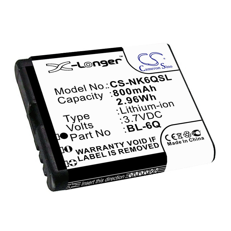 Replacement Battery for Nokia 6700 Classic – Mobile, SmartPhone – 800mAh / 2.96Wh / 3.7V