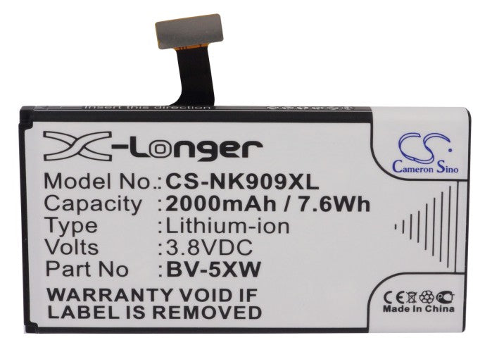 Replacement Battery for Nokia Lumia 1020 – Mobile, SmartPhone – 2000mAh / 7.60Wh / 3.8V