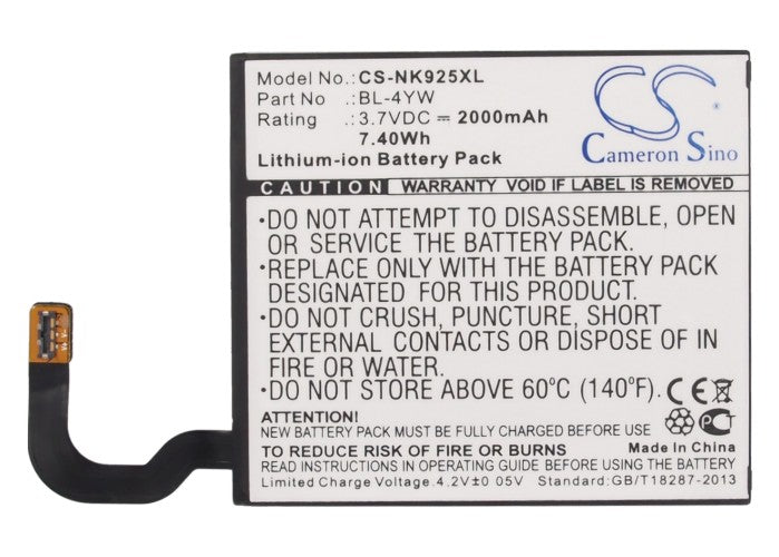 Replacement Battery for Microsoft Lumia 925 – Mobile, SmartPhone – 2000mAh / 7.40Wh / 3.7V