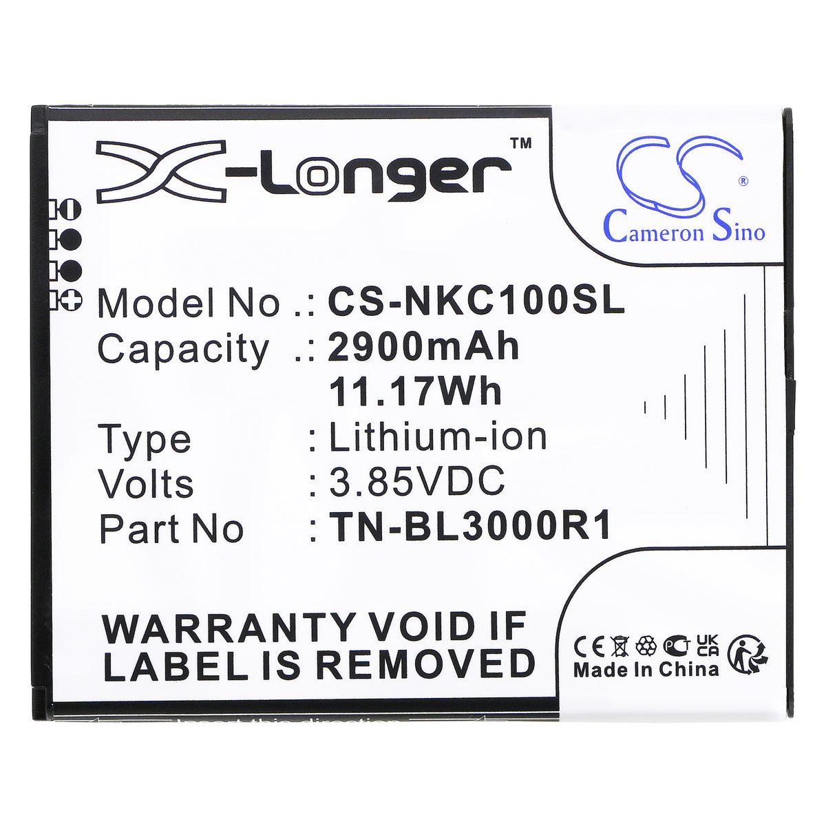 Replacement Battery for Nokia N152DL – Mobile, SmartPhone – 2900mAh / 3.85V